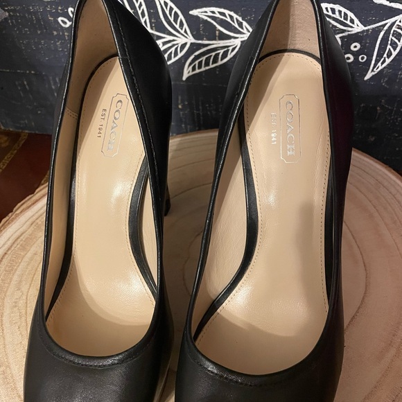 Coach Breana black peep toe 5 inch heels Size 8.5 - Picture 2 of 10